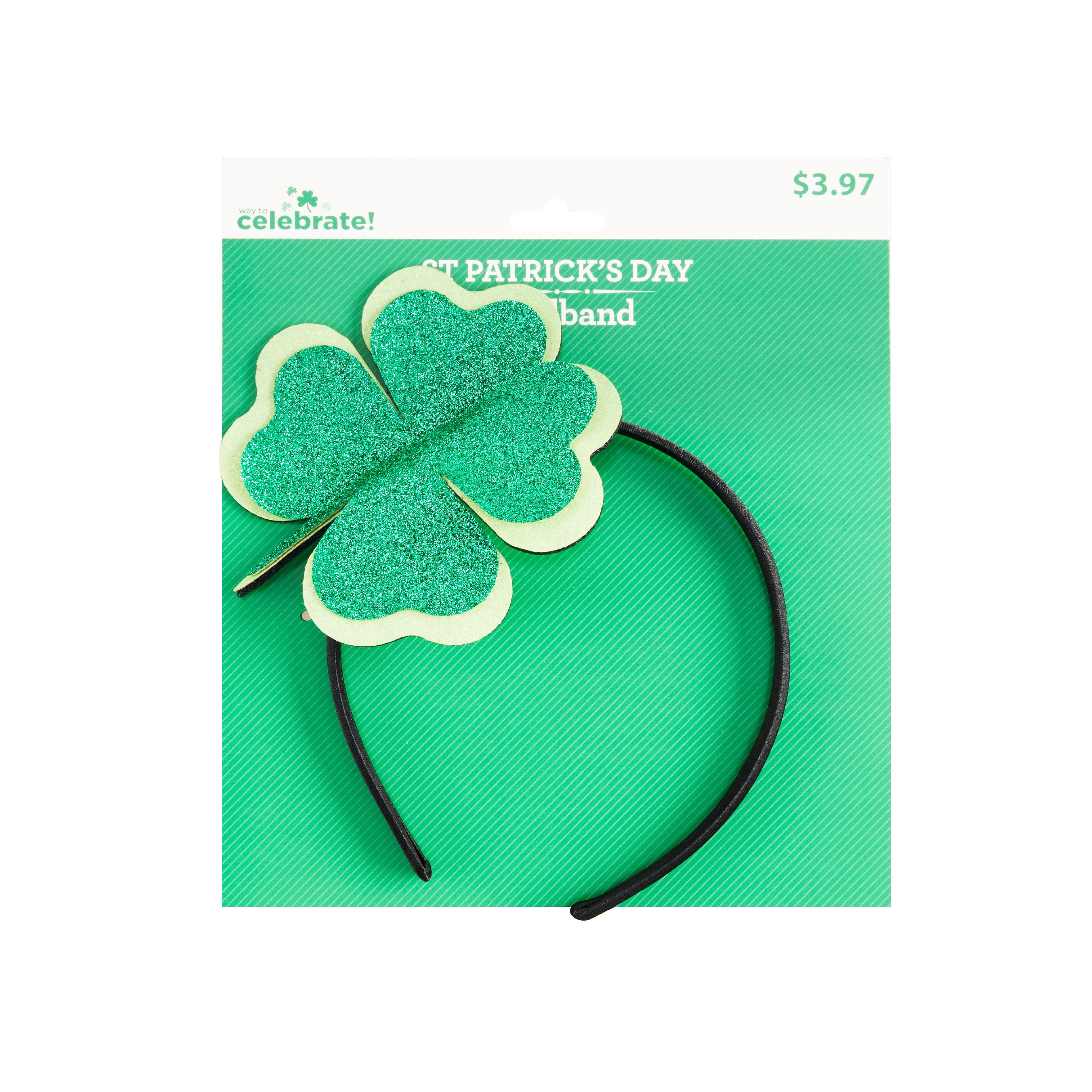 St Patricks Day Glitter Shamrock Hairband Ireland Headdress Fun Party Favor