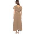 thumbnail image 3 of eloria Women's Georgette Frilled Design V Neck Sleevless Party Long Maxi Dress, Color : Beige | Size : XS, 3 of 6
