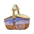 thumbnail image 2 of Cheers US Wicker Picnic Basket with Lid and Handle Sturdy Woven Body with Washable Plaids Liner, 2 of 7