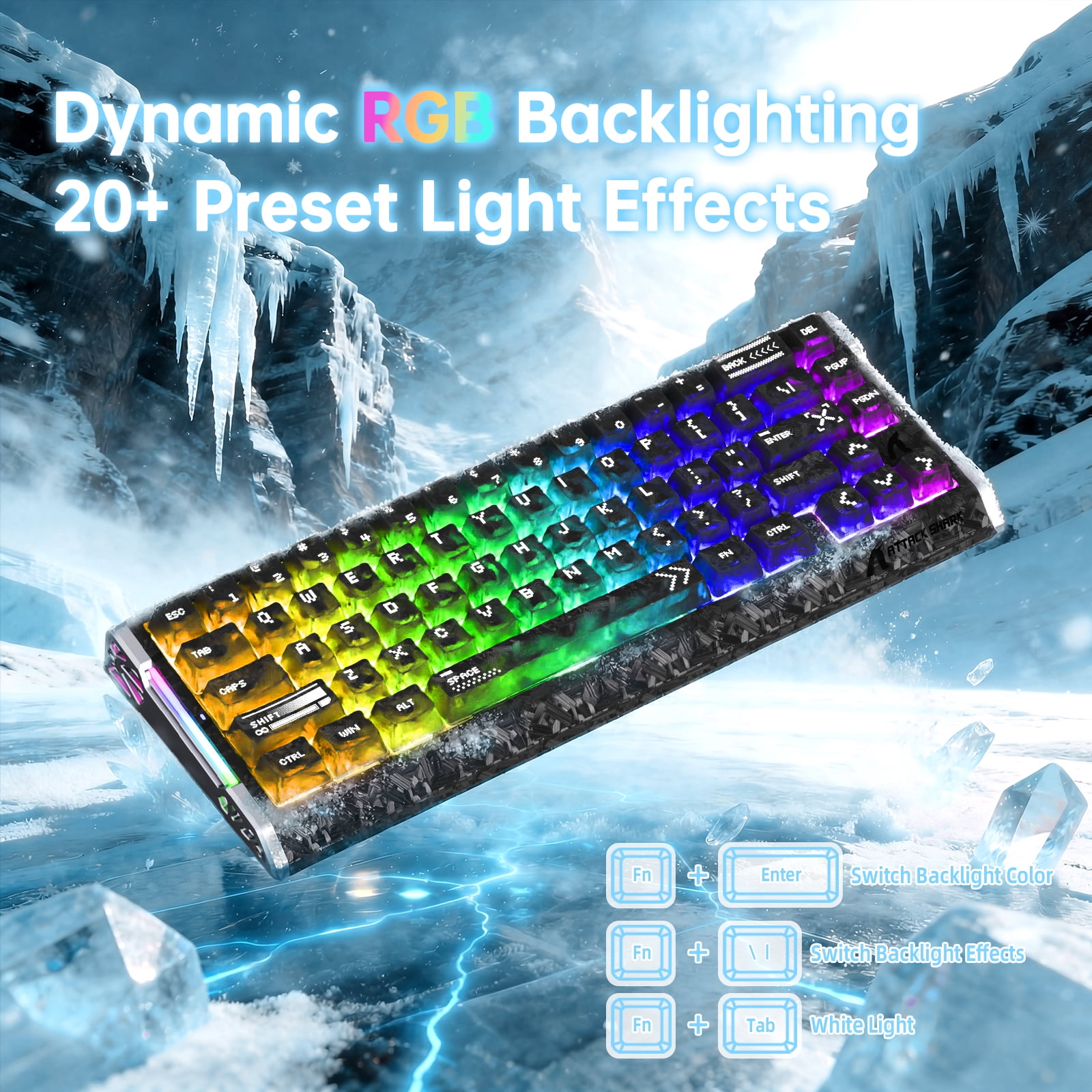 ATTACK SHARK R68 HE 8KHz RGB Gaming Corded Electric Computer Keyboard, Ink Black
