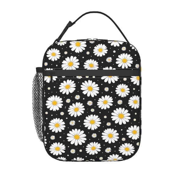Daisy Flower Lunch Bag Reusable Thermal Lunch Tote with Handle for Women and Men