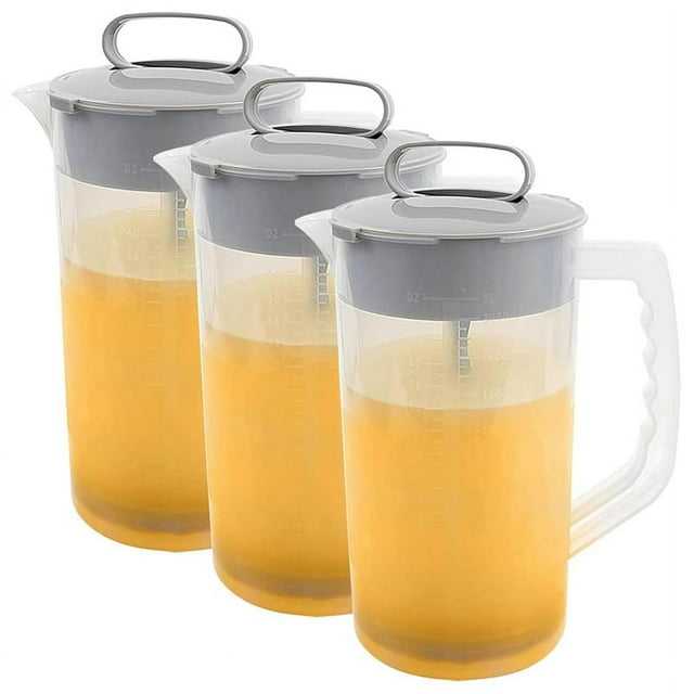 Pichet Mélangeur 3 Pcs pour Boissons, Pichet d'Eau, Récipient à Jus Facile à Mélanger, Lames en Plastique Inclinées et Piston Mélangeur Réglable, 3 Pcs Pichet Mélangeur pour Boissons, Couleur Photo