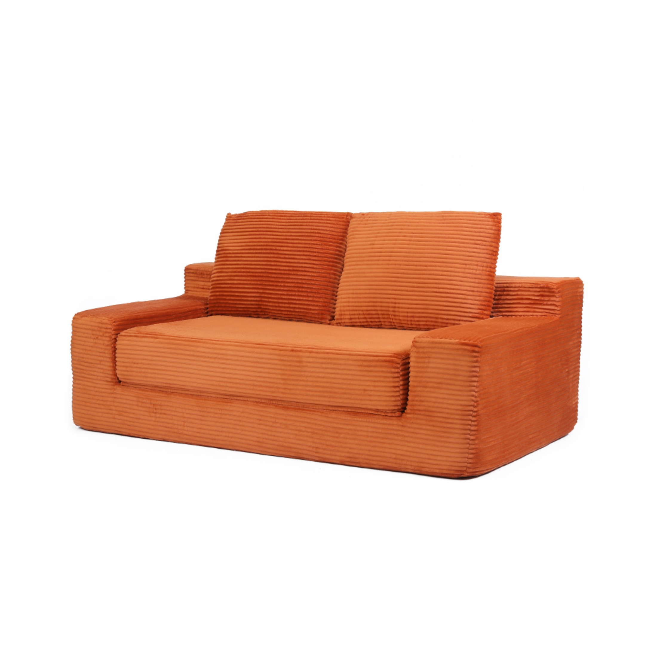 SOULART 71.65" Loveseat Sofa, Orange Corduroy Deep Seat Couch, Reversible Cushion with Pillows, No Assembly Required