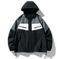 thumbnail image 2 of Jalioing Windbreaker Hoodies for Men Hooded Zipper Jacket Windproof Long Sleeved Going out Outwear (Large, Black), 2 of 9