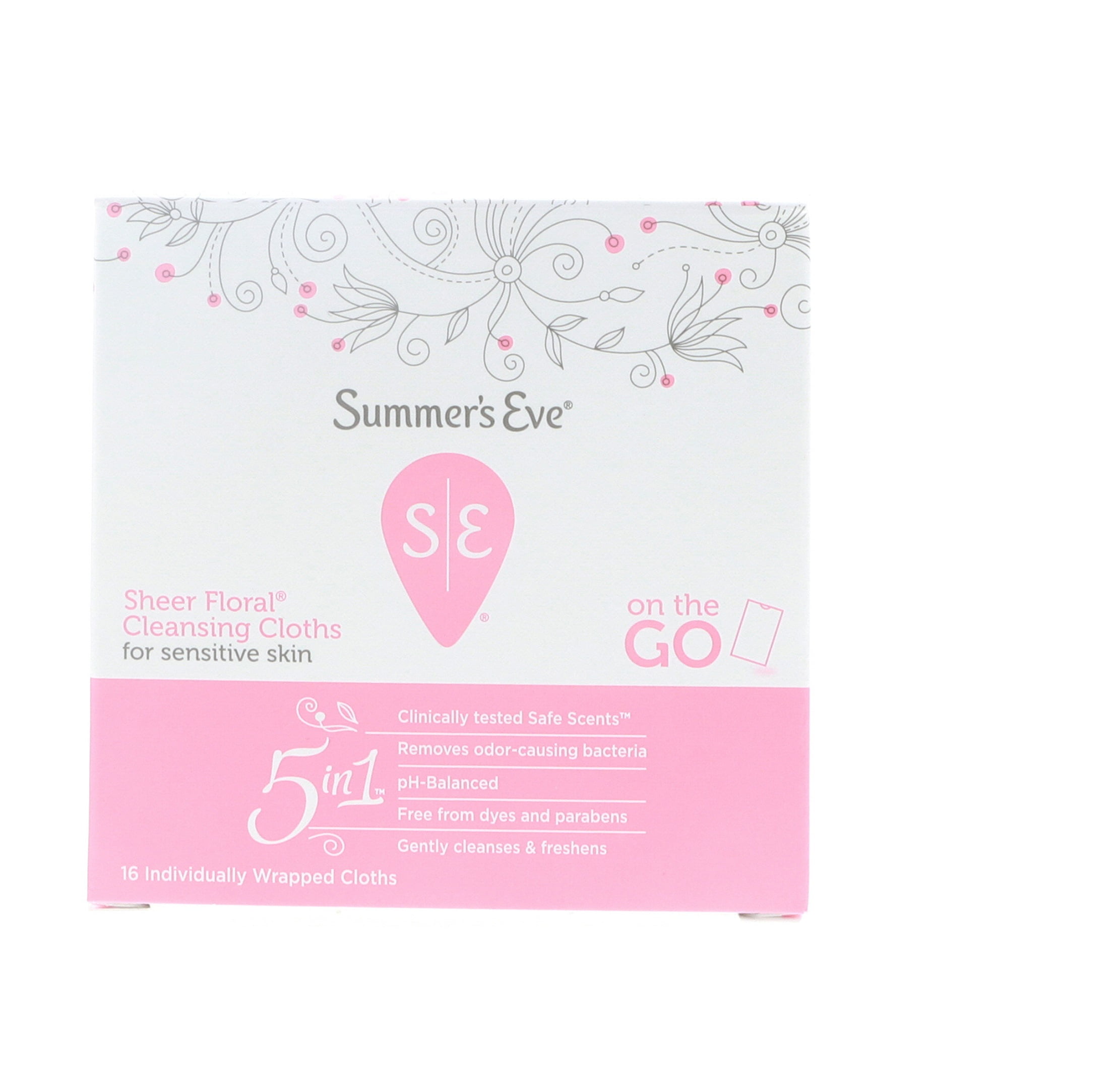 Summer's Eve Sheer Floral Cleansing Cloths, 16 Cloths Pack of 6