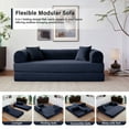 thumbnail image 5 of 5-in-1 Folding Convertible Sofa Bed, 79" Corduroy Floor Couch Futon, Pull-Out Sleeper Loveseat, Modular Boneless Sofa for Living Room & Bedroom, Dark Blue, 5 of 7