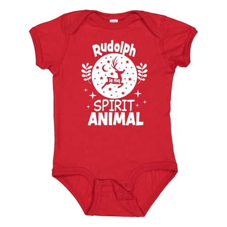 

Inktastic Christmas Rudolph is My Spirit Animal with Reindeer Silhouette Boys or Girls Baby Bodysuit