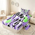 thumbnail image 2 of Manfei Minimalism Abstract Twin Sheets, Purple Green Aesthetic Bedding, Colorful Stars Reversible 3pcs1 Flat Sheet + 1 Fitted Sheet + 1 Pillowcase, 2 of 6
