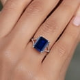 thumbnail image 4 of Gem Stone King 14K White Gold Blue Created Sapphire Solitaire Engagement Ring for Women (5.80 Cttw, Emerald Cut 11x9MM), 4 of 6