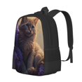 thumbnail image 1 of Fotbe Purple Flower Lazy Cat Mochila para Hombre y Mujer - Tela Oxford 600D Resistente - Mochila Impermeable de Gran Capacidad para Escuela, Viajes y Senderismo, 1 of 6