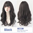 thumbnail image 4 of Long Wavy Wig Human Hair with Bangs and Wig Cap Glueless Natural Layered Synthetic Curly Wigs 25 Inch, 4 of 5