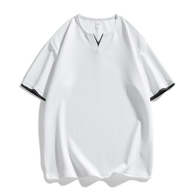 pstuiky Mangas cortas para hombre, Camisa informal de manga corta con solapa y botones sólidos para hombre camisas casuales para hombre l