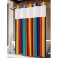 thumbnail image 4 of Abstract Vertical Striped No Hook Shower Curtain Waterproof,Bathroom Curtains with Snap in Liners and See Through Top Window,Colorful Rainbow Stripes Retro Hotel Bathtub Curtains Shower 48"Wx72"L, 4 of 8