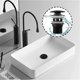 thumbnail image 5 of Fregadero negro, desagüe emergente cromado de gran superficie, autodrenante con desbordamiento, lavabo con tapón de resorte de cobre para baño, lavabo, 5 of 5