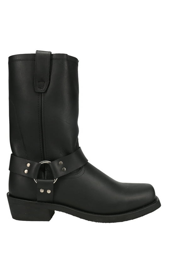 Mens Dean Harness Square Toe Pull On Motorcycle Cowboy Mid Calf Boot