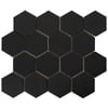 Bond Tile Brookville Black 4 in. x 8 in. Hexagon Matte Ceramic Mosaic Floor and Wall Tile Sample