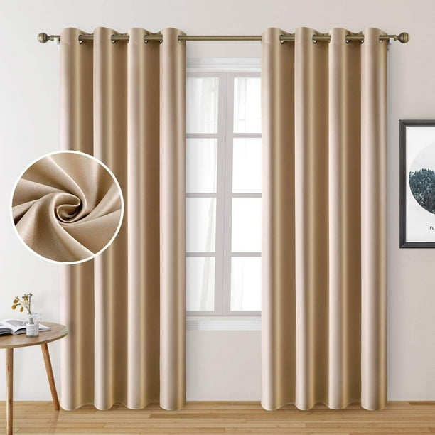 2 Panels Beige Faux Silk Curtains Champagne Gold Blackout For Bedroom 52 X 96 Inch Room Darkening Satin Ds Thermal Insulated Window Living Com 2 Panels Beige Faux Silk Curtains, What Is Faux Silk Curtains