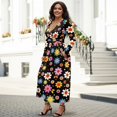 thumbnail image 3 of FKELYI Womens Long Sleeve Maxi Dress Soft V-neck Casual Dress with Pocket Colorful Flower Print Fall Dresses for Spring Winter, XL, 3 of 6