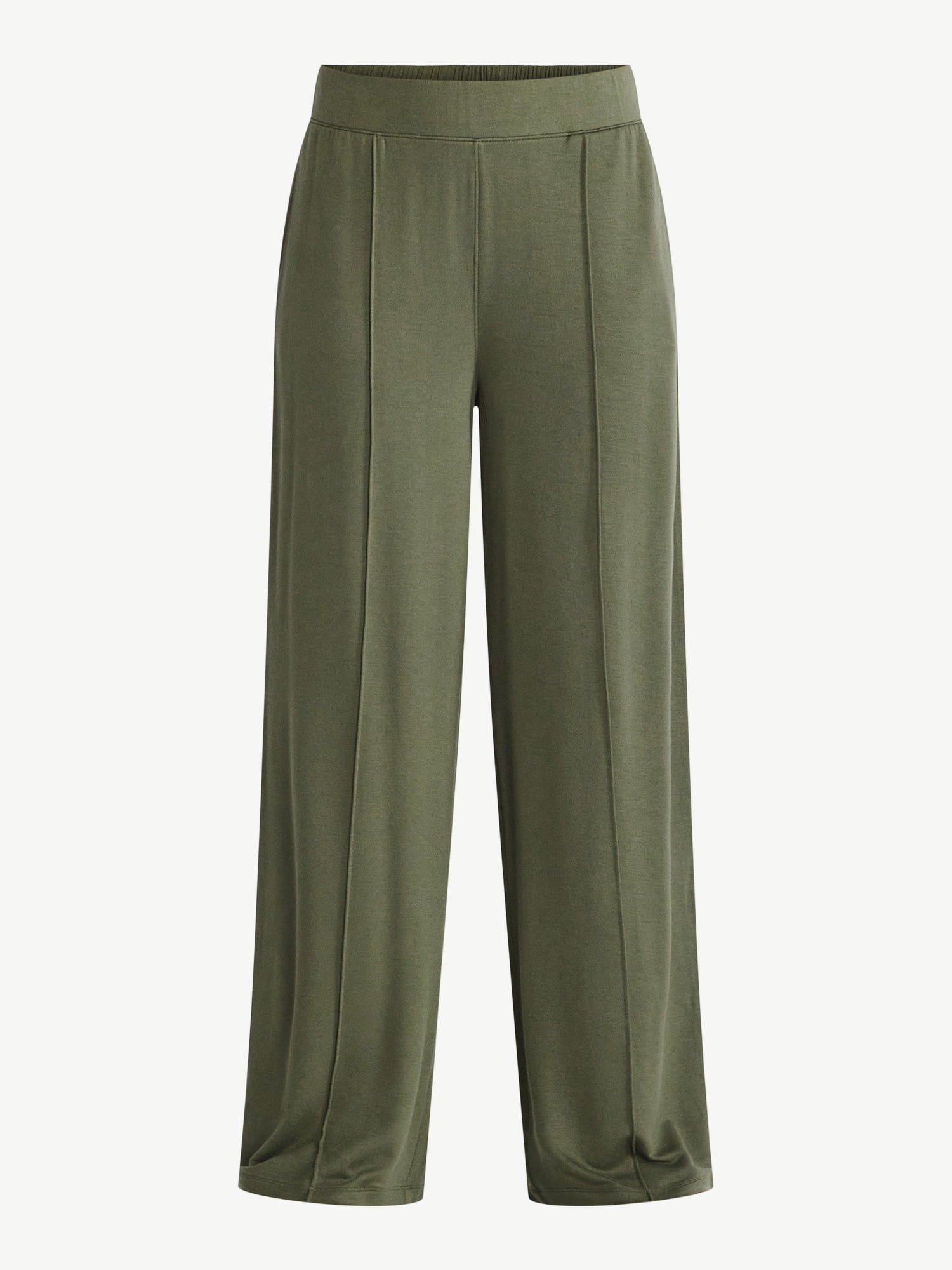 Time and Tru Women's Knit Wide Leg Pants, Sizes XS-XXXL