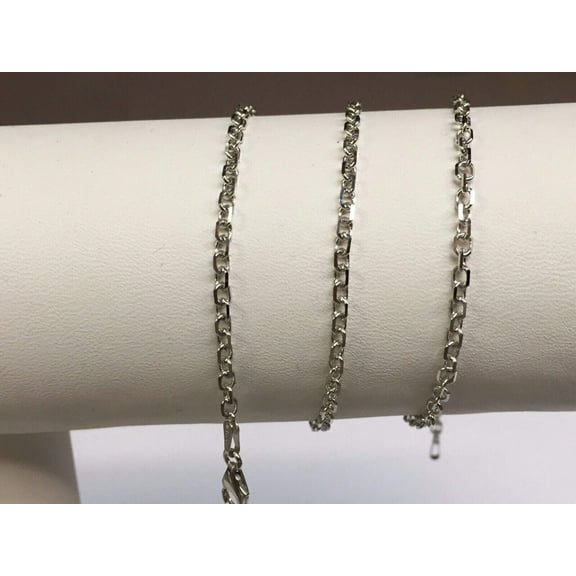 14K 24in White Gold Diamond Cut/TexturedCable Chain with Lobster Clasp, Approx 7g
