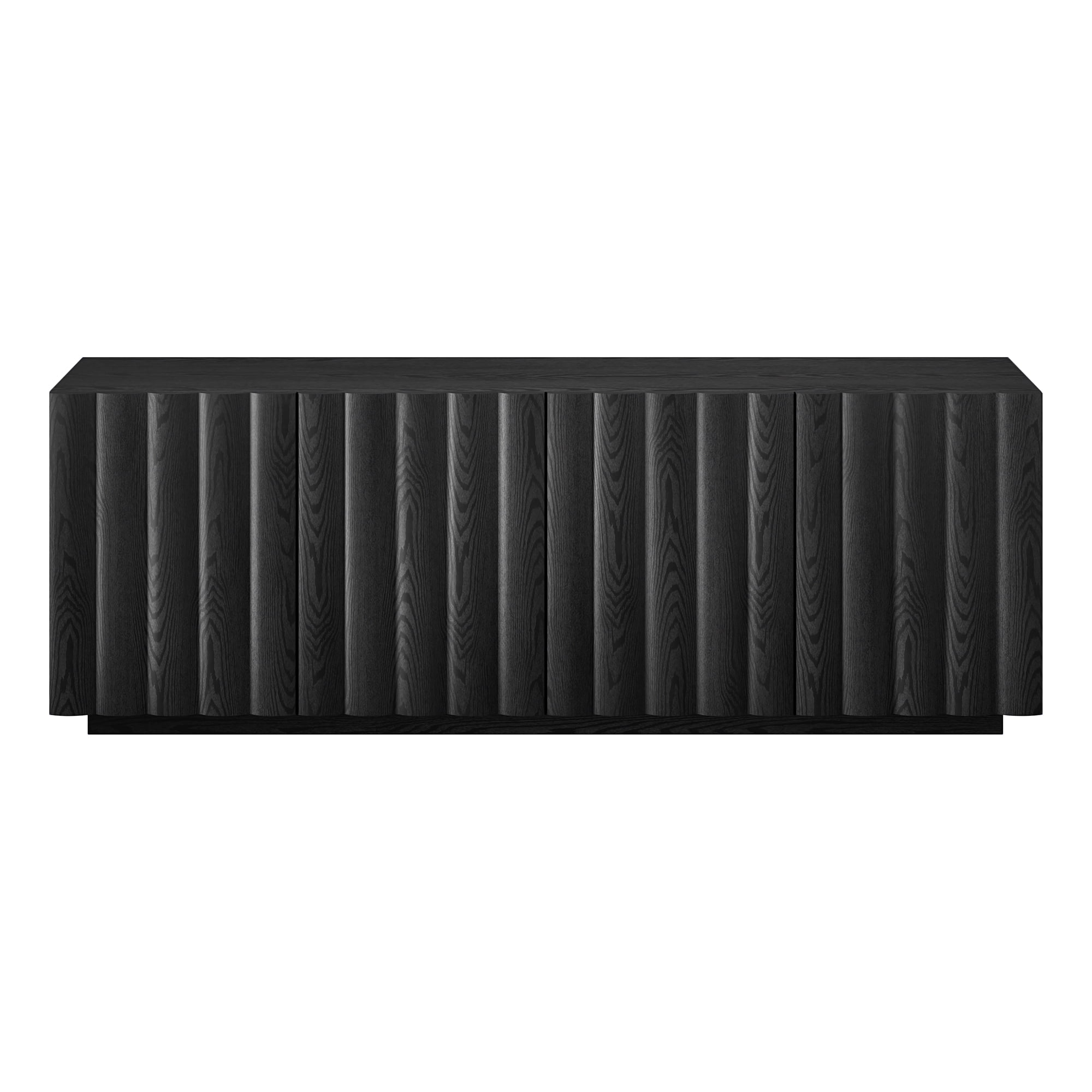 Evelyn&Zoe Molly Rectangular Fluted TV Stand for TV's up to 75" in Black Grain