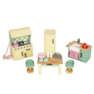 Wood Dollhouse Miniature Dolls Pretend Play Mini People Figures Early  Educational Accessories Dolls House Toy for Preschool Children B