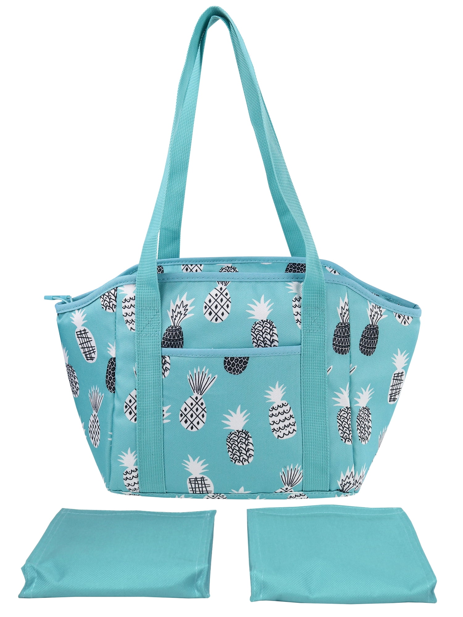 Mainstays Satchel Lunch Kit with 2 Matching Ice Packs, Aqua Pineapple ...
