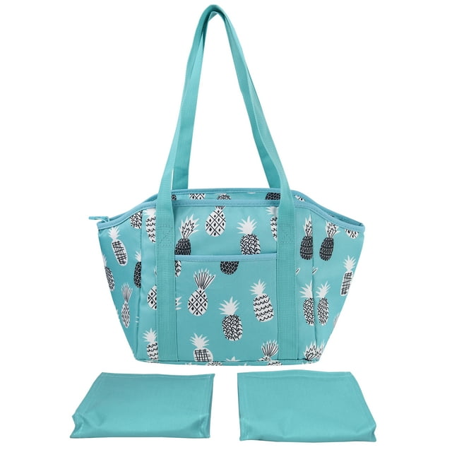 Mainstays Satchel Lunch Kit with 2 Matching Ice Packs, Aqua Pineapple ...