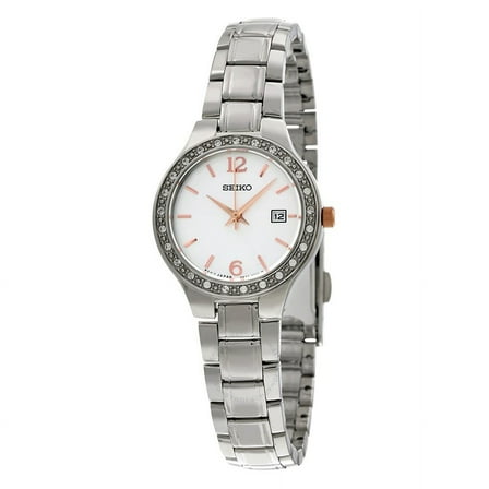 Seiko Women's SUR769 Stainless Steel Silver Bracelet Band Silver Dial Watch