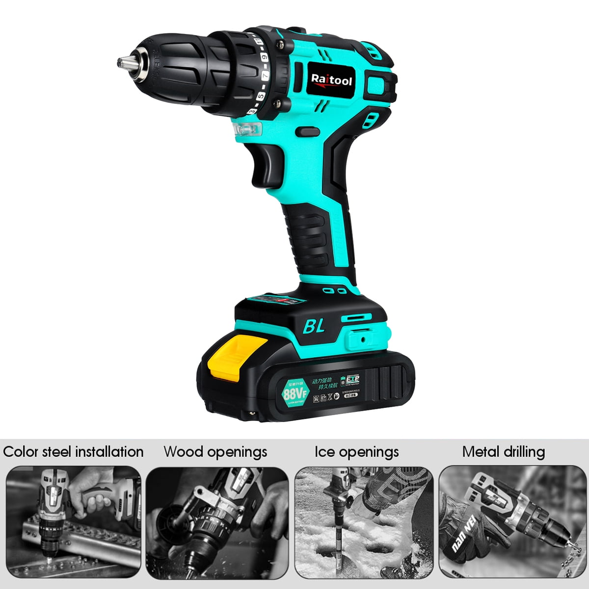 Details about   88VF 65NM Electric Brushless Cordless Impact Drill Driver Tool w/ 1/2 Battery 