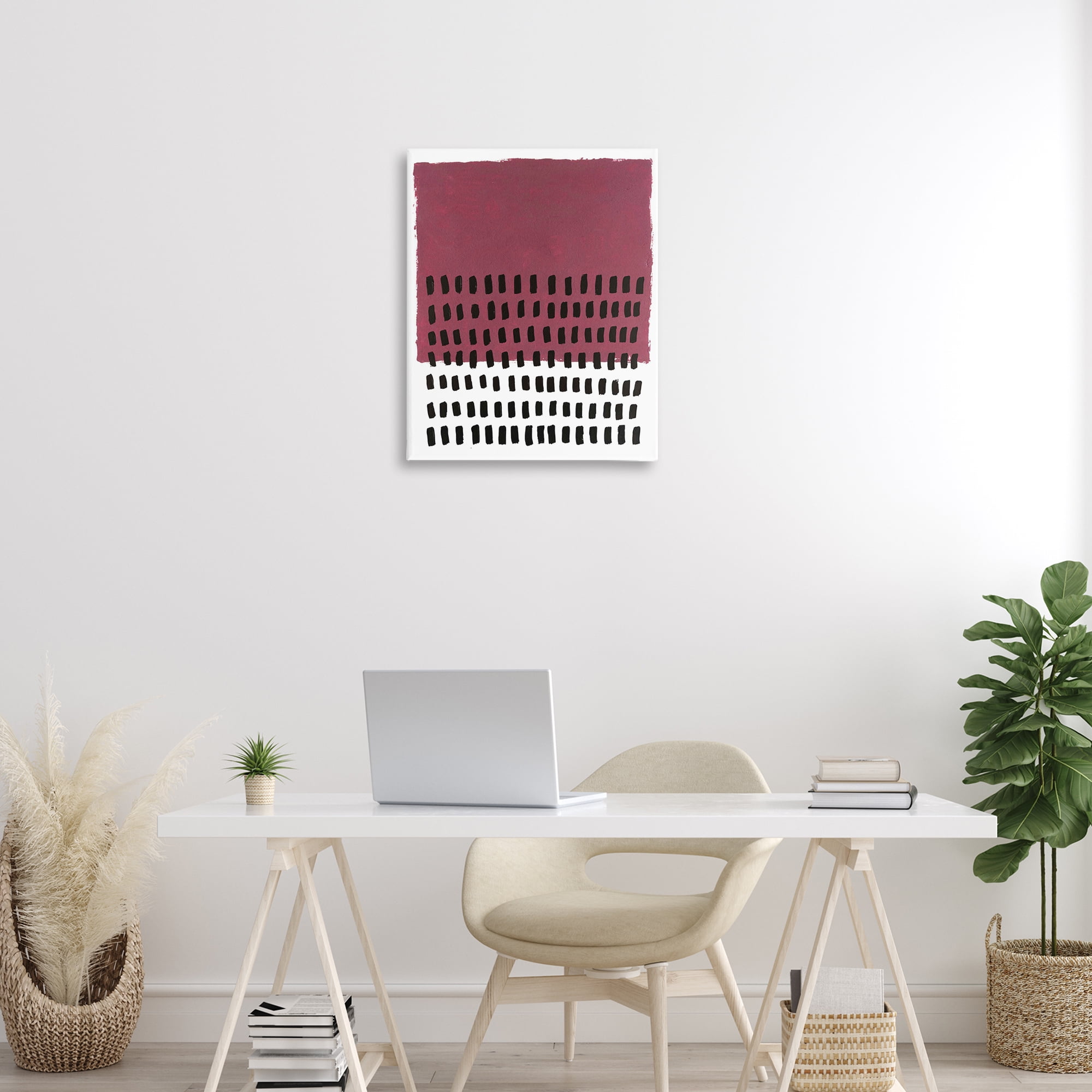 Stupell Industries Red Dotted Pattern Abstract Painting Wrapped Canvas Art Print Wall Art, 24 x 30
