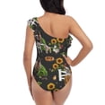 thumbnail image 5 of Sikiie Farm Animals 2 Print Women One Piece Swimsuits Tummy Control One Shoulder Bathing Suits Ruffle Swimwear, From S to XXL-Large, 5 of 6