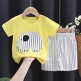 thumbnail image 2 of KPOPLK Toddler Boys Girls Fashion Outfits Set Kids Summer Short Sleeve T Shirts Tops Shorts Outfits Clothes Set(Light Yellow,3-6 Months), 2 of 4