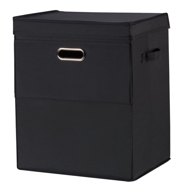 Mainstays Front Loading Stackable Large Laundry Hamper with Lid, Black