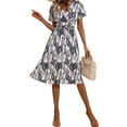 thumbnail image 5 of Gvmfive Womens Summer Bohemain Short Sleeve V-Neck Swing Midi Dress, 5 of 6