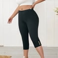 thumbnail image 6 of Iugvhana Women's Capri Yoga Pants Plus Size Stretchy Button Knee Length Leggings Elastic Waist Slim Fit Casual Workout Gym Cropped Pants Dark Gray XXXL, 6 of 8