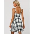 thumbnail image 3 of Disfraz de navidad Vestido de mujer vintage a cuadros con cordones sin mangas y correa ajustable para fiesta Blanco M, 3 of 6