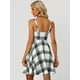 thumbnail image 3 of Disfraz de navidad Vestido de mujer vintage a cuadros con cordones sin mangas y correa ajustable para fiesta Blanco XS Allegra K, 3 of 6