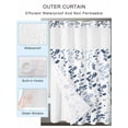thumbnail image 4 of No Hook Shower Curtain with Snap-in Liner, Blue Botanical Waterproof Fabric Bathroom Curtains, Spring Floral Watercolor Leaf Bath Curtains & Mesh Top Window Stall 48"x72", 4 of 9