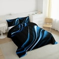 thumbnail image 4 of Manfei Blue Black Bedding Comforter Set,Modern Minimalist Geometric Twin Comforter Sets,Abstract Wave Lines Bedding Set For Teens,Ultra Soft Home Decor Reversible,2 Pieces, 4 of 9