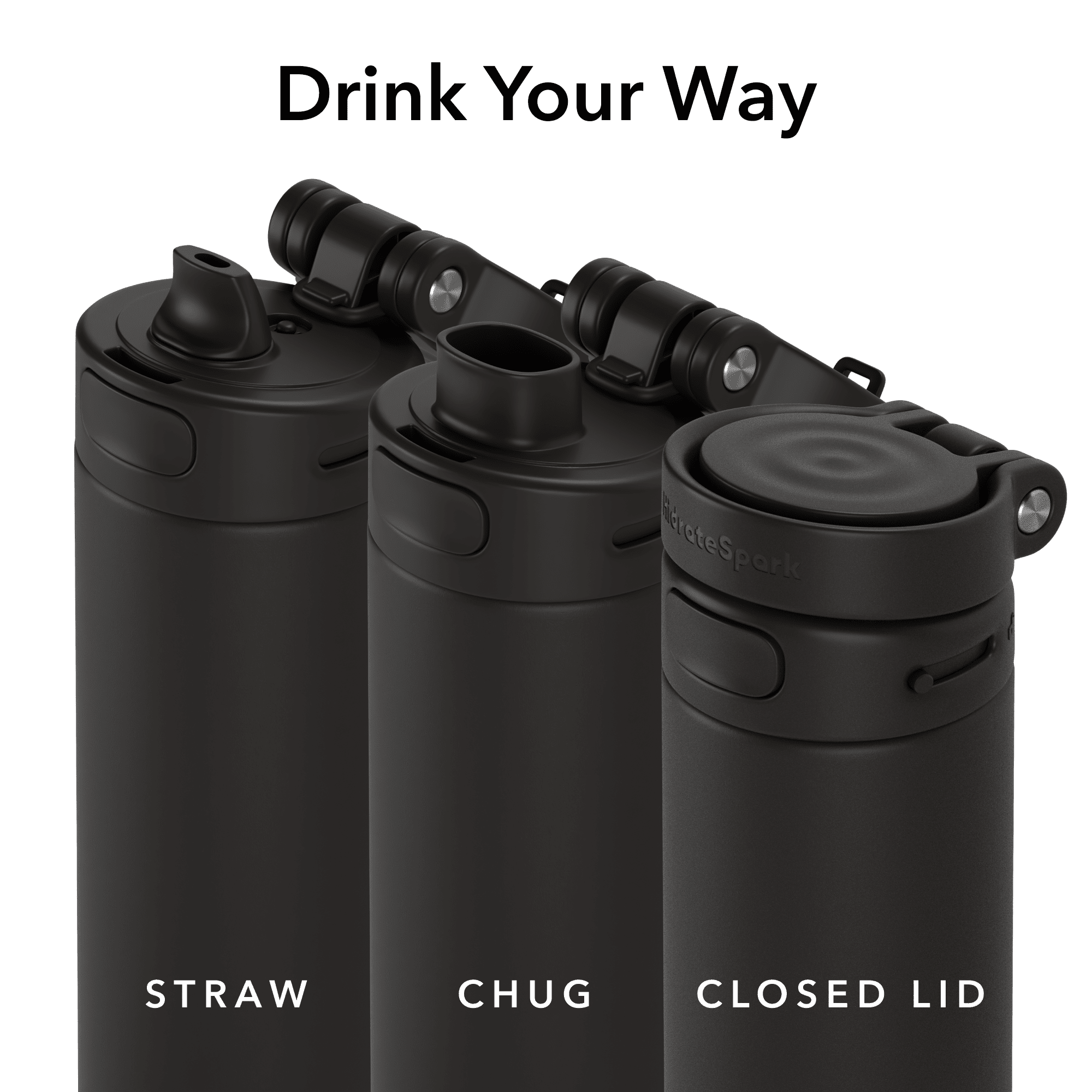 HidrateSpark PRO 2 21 oz Smart  Hydration Tracking Water Bottle - Chug Black