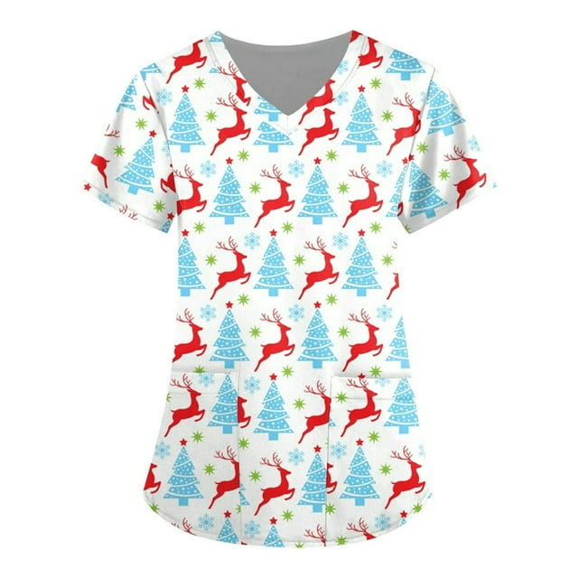 Cadeau de Noël Invincible! Hauts de Mode pour Femmes à Manches Courtes Col en V Vert/l