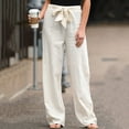 thumbnail image 2 of Tiqkatyck Baggy Pants White Linen Pants for Women Tightness Trousers Pocket Casual Plus Size Pants Trousers for Women Beige, 2 of 6