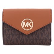 Michael Kors Womens Carmen Leather Signature Trifold Wallet Brown O/S