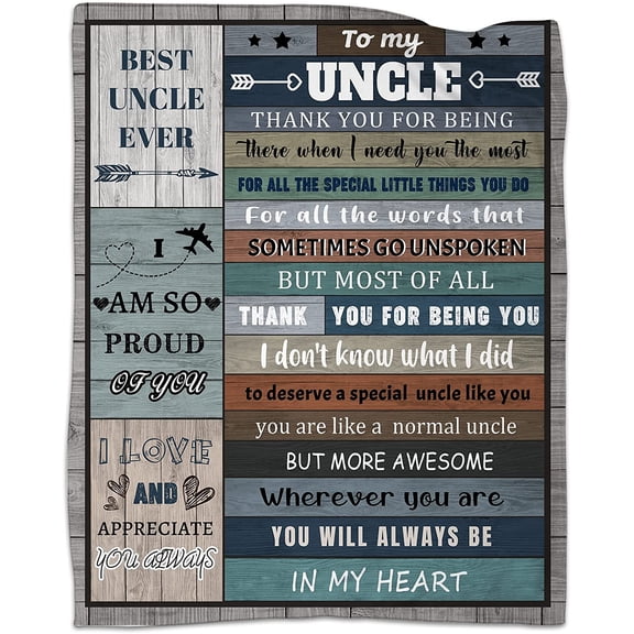 LHSHID Blanket Gifts for Uncle Fathers Day Uncle Gifts from Niece Nephew Cool Birthday Gift for Uncle to My Best Uncle Ever Throw Blanket Soft Flannel 30"x40"