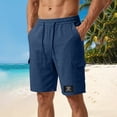 thumbnail image 2 of Men Summer Cargo Shorts with Multiple Pockets Classic Fit Drawstring Waist Casual Style 1979 Print Lightweight Workwear, 2 of 5