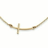 Primal Gold 14 Karat Yellow Gold Sideways Curved Textured Cross Necklace