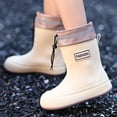 thumbnail image 5 of AUDeals Women Mid Calf Rain Boots, Waterproof Rubber Garden Boots, Non Slip Ankle Rain Shoes with Drawstring (Beige, 6), 5 of 6