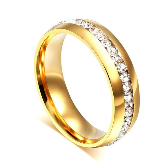 Gold Color Wedding Bands Ring for Women Men Jewelry Stainless Steel Engagement Ring Couple Anniversary Gift Amazing Price