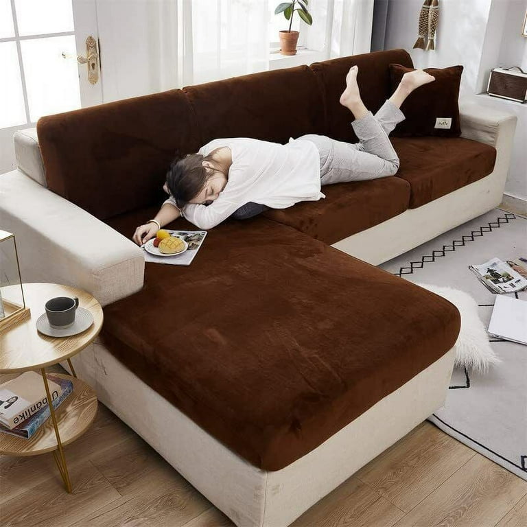 Soft Velvet Sofa Seat Cushion Cover Stretch Non Slip Sofa Cover Couch Cushion Covers for Sectional Sofa L Shape Sofa Cushion Slipcover Furniture Protection Coffee Pillowcase Walmart